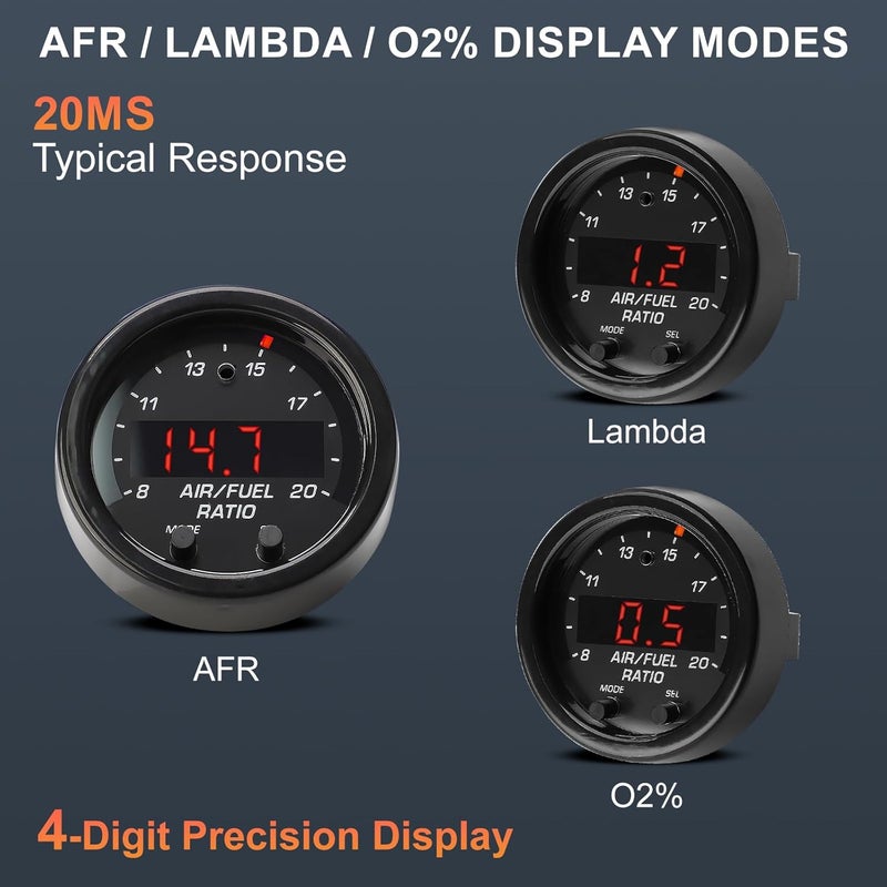 ANDO RACING 30-0300 X-Series 52mm (2-1/16”) Wideband UEGO Air/Fuel Ratio Gauge with LSU 4.9 Sensor Controller Gauge with Wideband Oxygen Sensor - Image 2